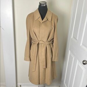 Austin London Stylish Tan Belted Outerwear Trench 100% Cashmere Coat Size Large